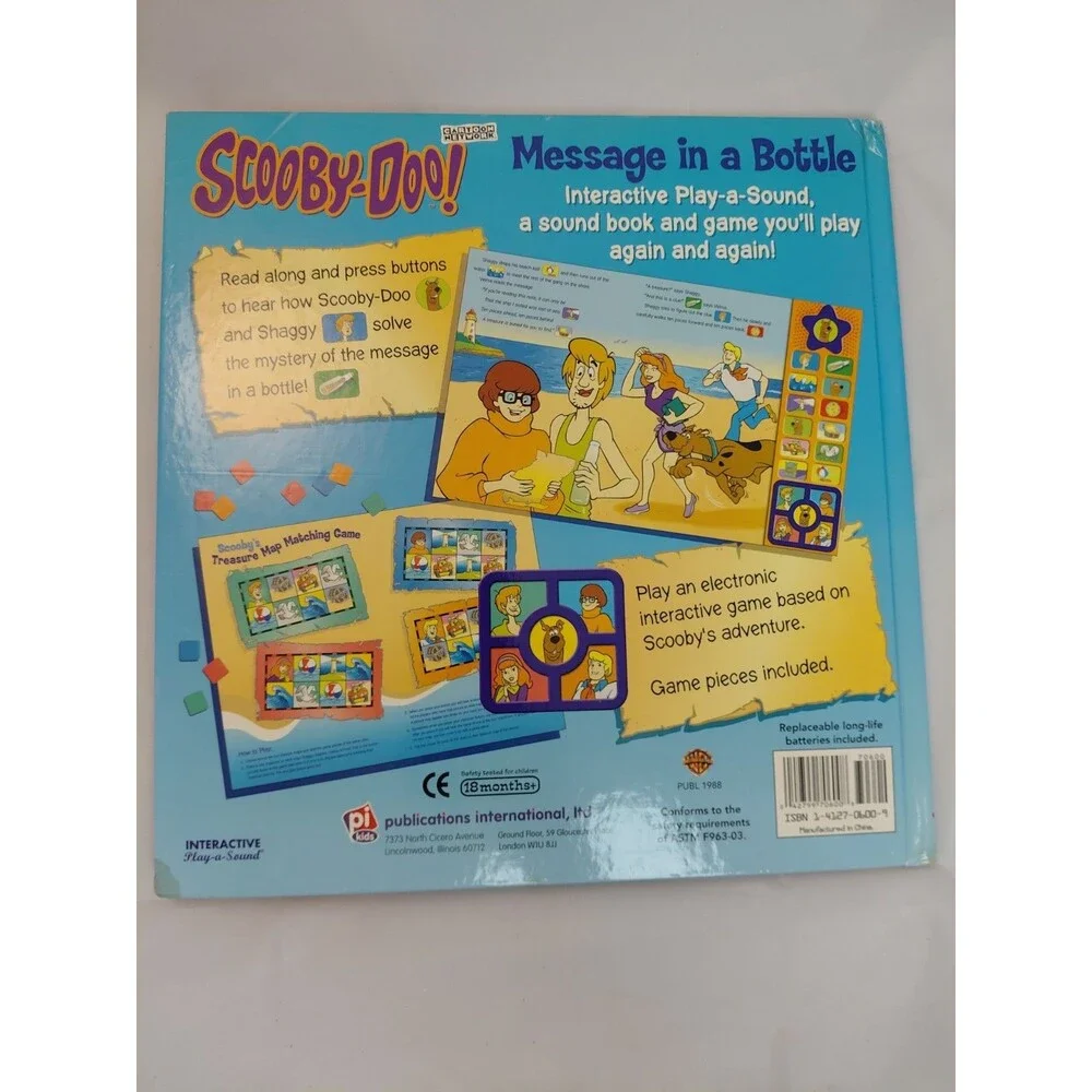 Scooby-Doo! MESSAGE IN A BOTTLE Interactive Play-A-Sound Book 2004 New Batteries